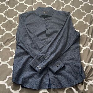 (LIKE NEW) Express Navy Floral Classic Dress Shirt